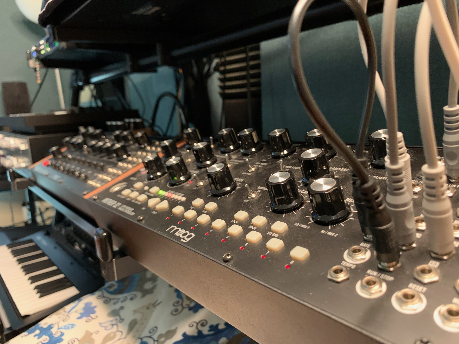 Moog Mother-32 semi-modular synthesizer with patch cables